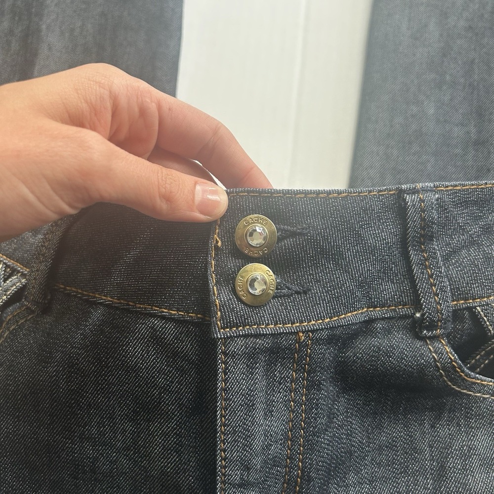 2000s Cache Lace Up Mid Rise Bootcut Jeans Y2K Grunge Indie Sleaze Festival - Picture 5 of 9